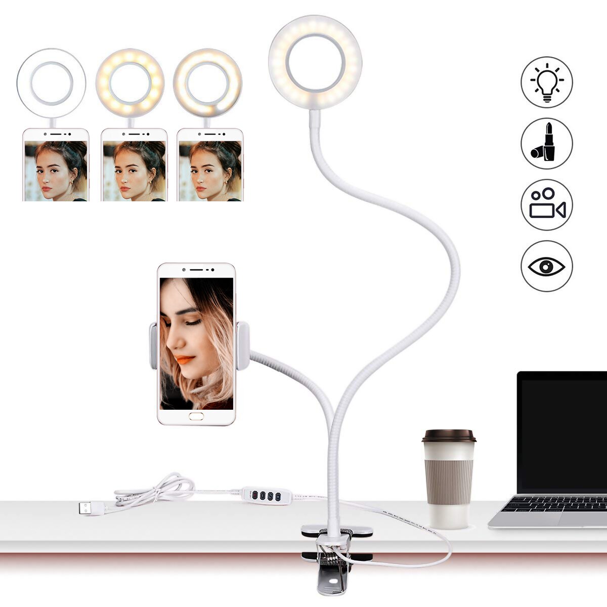 RingTik™  Selfie Led With Phone Holder